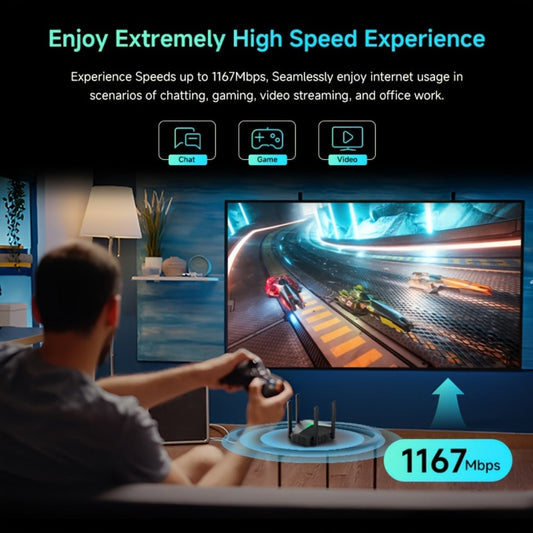 1167Mbps WiFi Repeater Single to Dual Band Converter - Wall-Penetrating Signal Booster Extender, 2.4G & 5G Simultaneous, 802.11ac Plug-In Design, Upgrades Single Band Router to Dual Band