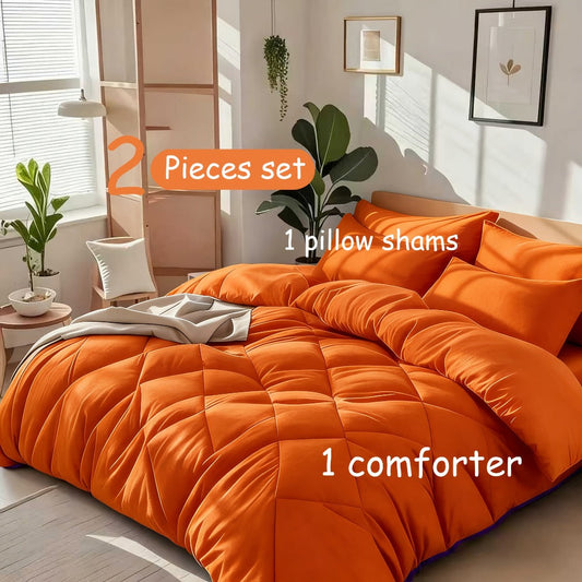 Cooling Comforter Set 2/3 Pcs – Soft Fluffy Microfiber Lightweight Breathable Quilt, Rhombus Grid Solid Color Bedding for All Seasons, Twin Queen King – Multiple Colors Available