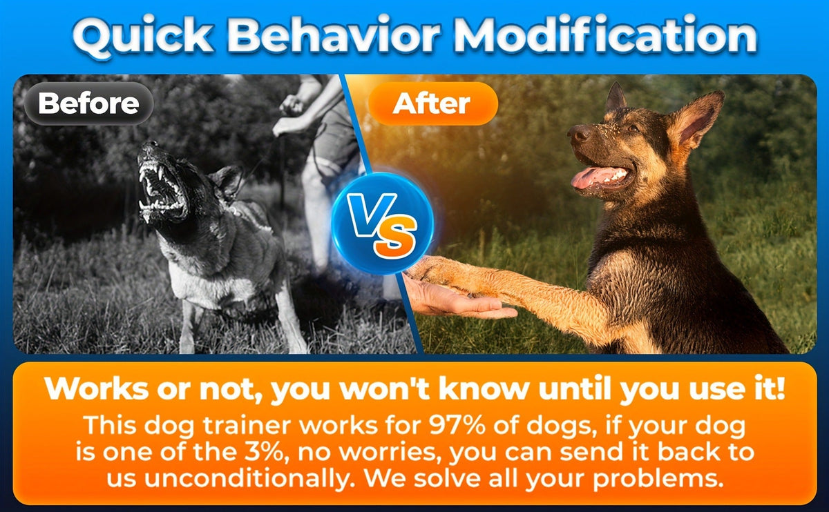 Rechargeable Handheld Ultrasonic Dog Training Aid with Dual Emitters, LED Light and Wrist Strap