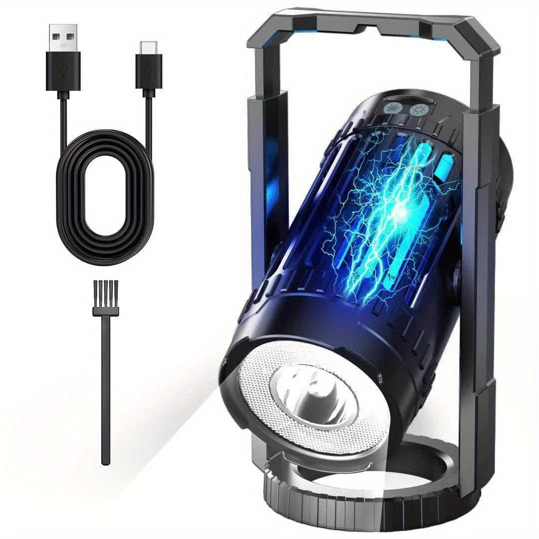 Rechargeable Lantern Bug Zapper with Blue Grid Light, Swivel Base, USB-C Cable and Cleaning Brush