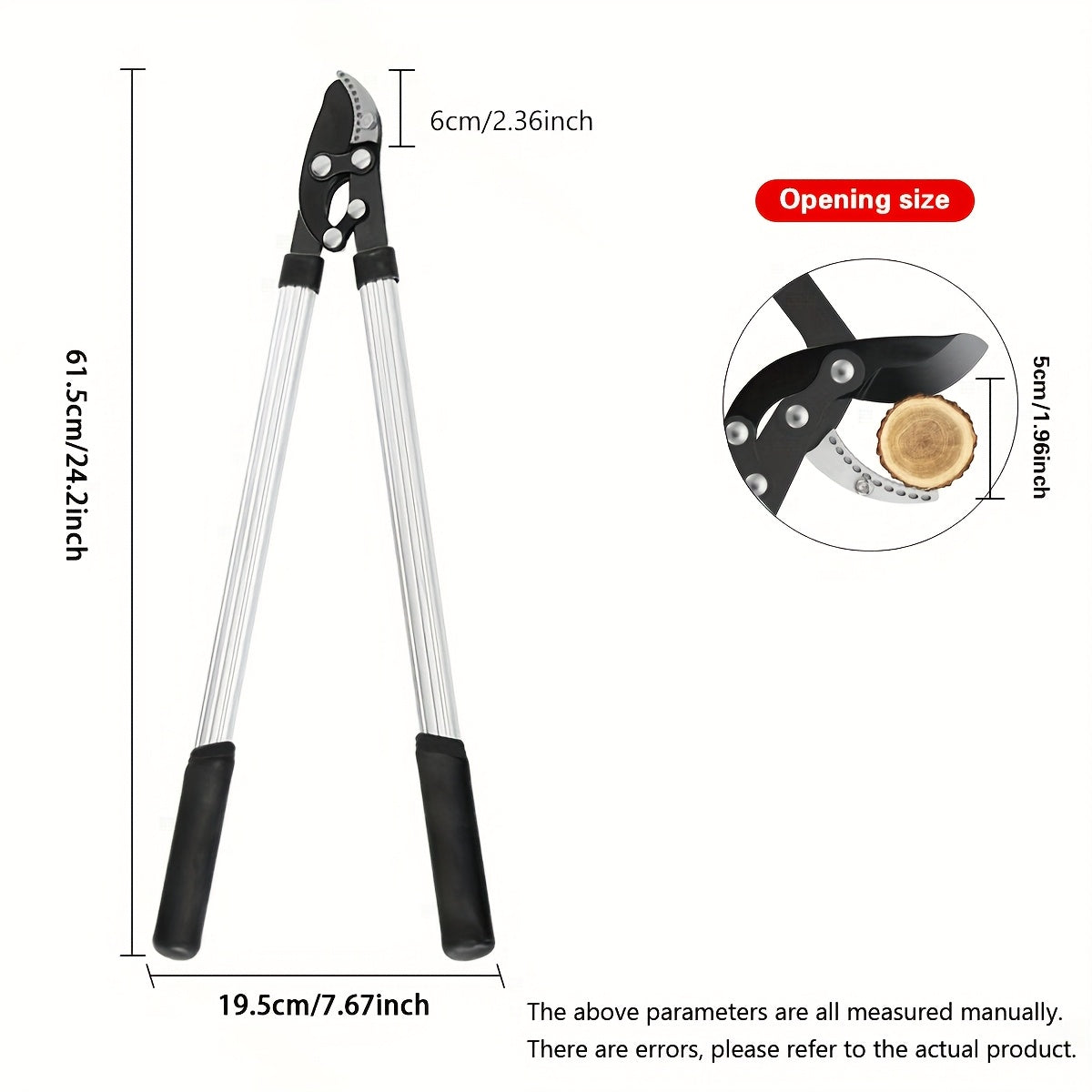 Telescoping Long-Handle Pruning Shears with Silver-Color Shafts, Black Grips and Curved Bypass Blade