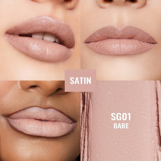 Oulac Nude Satin Lipstick Set 12g Each – Lightweight Moisturizing Full Coverage Cream-to-Satin Formula, Skin-Flattering Nude Lip Color Gift-Ready for Women All Skin Tones (LT-SG Nude Set 2 & 3)