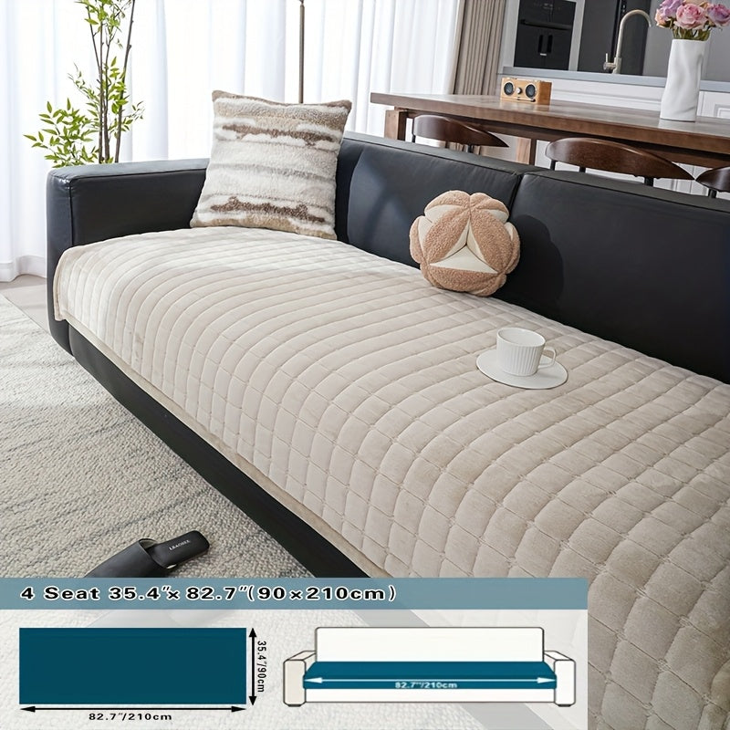 Plush Sofa Cushion Cover in Coffee, Gray or White with Two-, Three- and Four-Seat Size Options