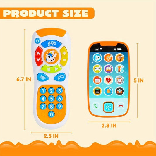 Baby Smartphone & Remote Control Toy Set with Horse – Pretend Play Phone with Music, Sound Effects & Learning Features, Gift for Infants Toddlers Boys Girls