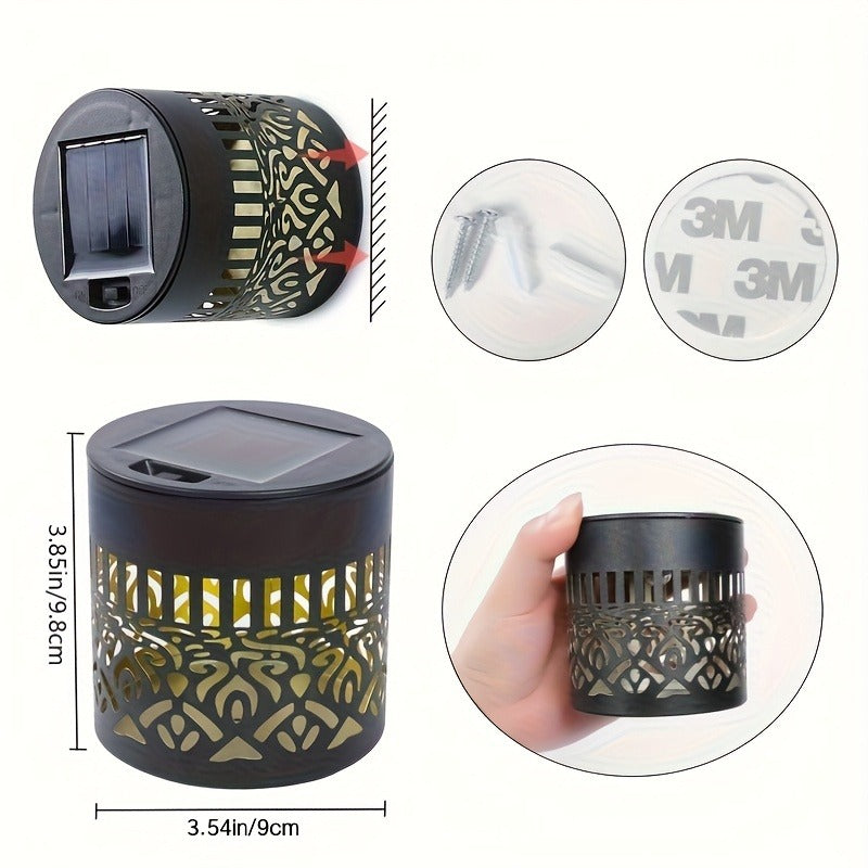 Solar Garden Lights IP65 Mandala Metal Wall Lanterns with Pattern Projection in 1/2/4 Packs for Fence Decor