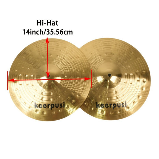 14-Inch Hi-Hat Cymbals Pair, Gold Drum Cymbal Set by Keerpusi detail image
