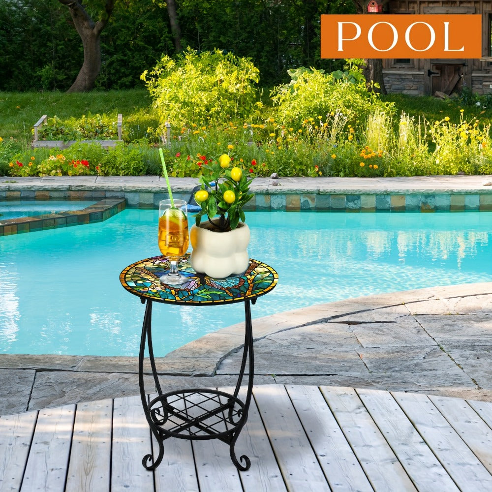 14-Inch Round Outdoor Side Table, Outdoor Accent Table for Patio detail image - detail view 9