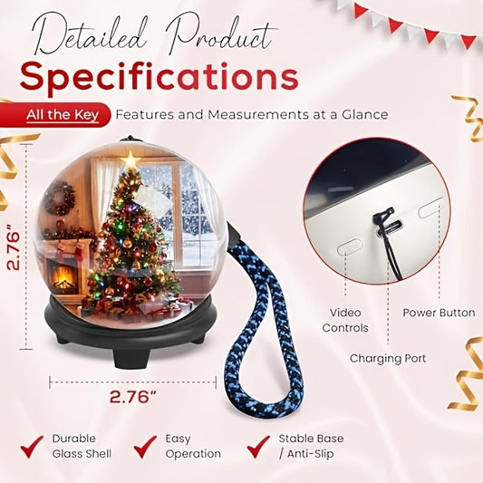 Crystal Ball Video Player Gift 2.7 Inch LED Light-Up Digital Sphere - Upload Your Own Videos & Photos, Personalized Keepsake for Anniversary Birthday Wedding Valentine Christmas, 3 Colors