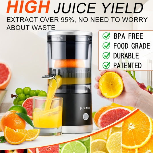 Electric Citrus Juicer Rechargeable USB-C – Portable Electric Orange Juicer Machine with 45W Motor, BPA-Free, Quiet Operation, Cleaning Brush Included, for Orange Lemon Lime
