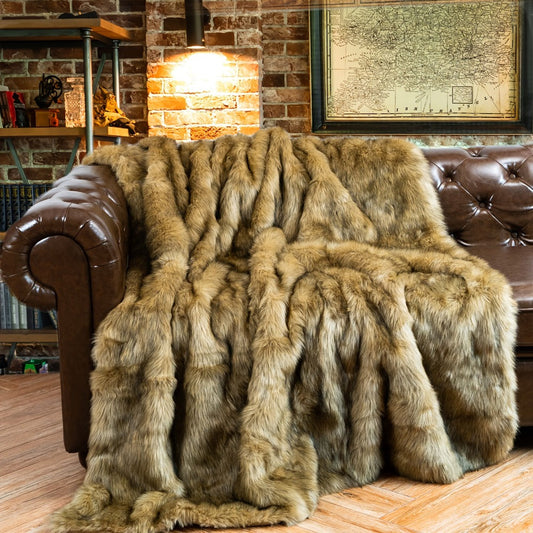 Long Hair Fluffy Reversible Plush Velvet Throw Blanket – 300-350gsm Soft Elegant Throw for Couch & Bed, 6 Colors, 2 Sizes
