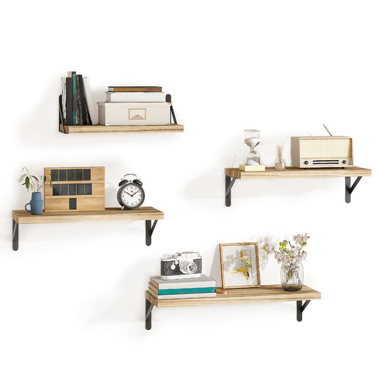 Floating Shelves Wall Mounted 4-Pack – Decorative Wall Shelves for Bedroom, Living Room, Bathroom & Plants, Home Storage Display Shelf for Books, Decor & Accessories, 4 Color Options