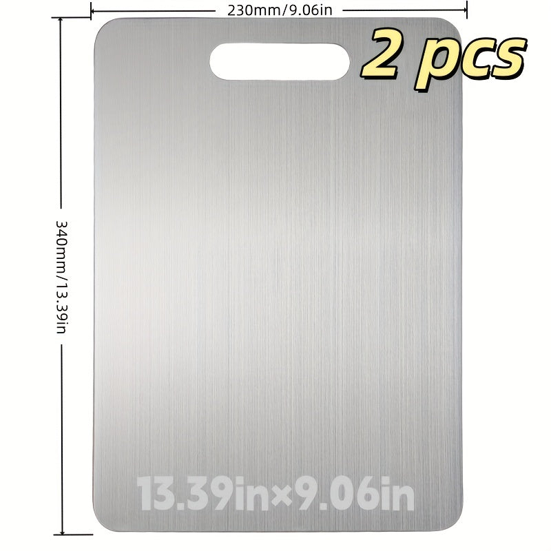 13.39 x 9.06-Inch 304 Stainless-Steel-Labeled Cutting Board with Handle in One- or Two-Piece Packs