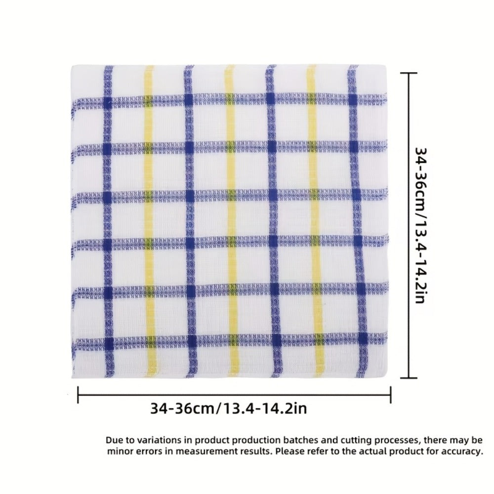 Twelve-Piece Assorted Plaid Kitchen Dishcloth Set with Square Woven Cloths in Random Check Styles