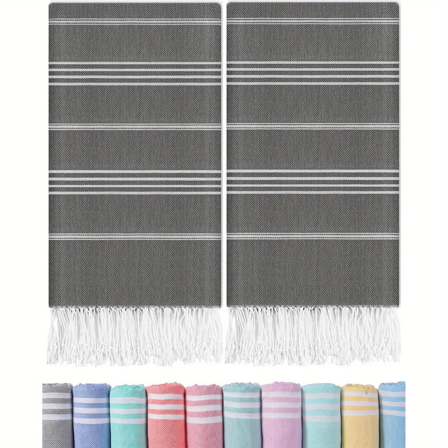 Turkish Beach Towels 2 Pack Sand Free Quick Dry Oversized Extra Large Lightweight Sandproof Compact Pool Swim Travel Camping Vacation Gift for Men Women Yellow Orange Blue Pink Purple Grey