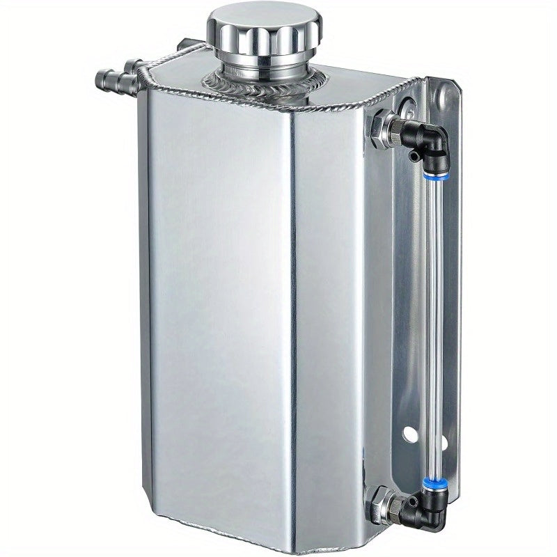 Coolant Overflow Reservoir Tank - 2L Universal Polished Aluminum Expansion Catch Can, Radiator Coolant Recovery Tank for Chevy, GMC, Buick & Most Vehicles