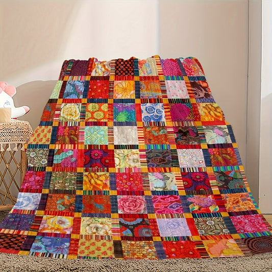 Fleece Throw Blanket Geometric Space Lodge Pattern – Ultra Soft Flannel Cozy Bed Sofa Blanket 60x80 Inches