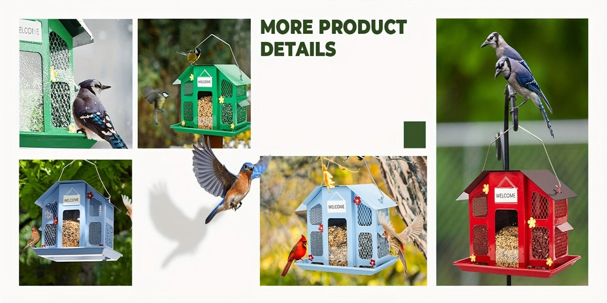 Metal Bird Feeder for Outside - 4 Lbs Large Capacity Hanging Wild Bird Feeder, for Garden, Yard and Pest Management
