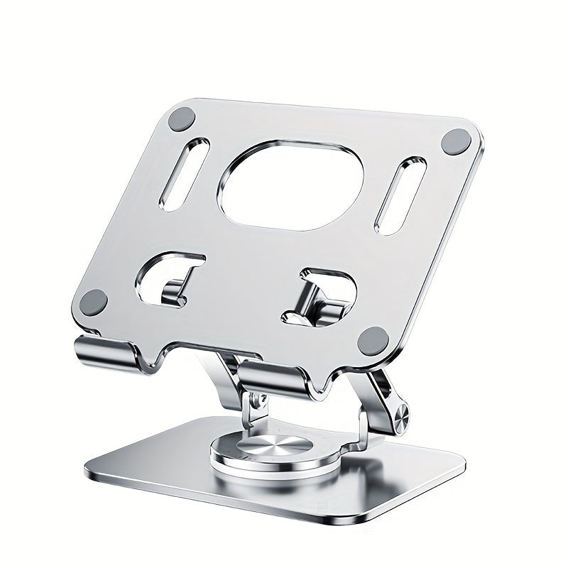 Black or Silver Rotating Tablet Stand with Foldable Desktop Base, Adjustable Tilt and Portrait or Landscape Viewing