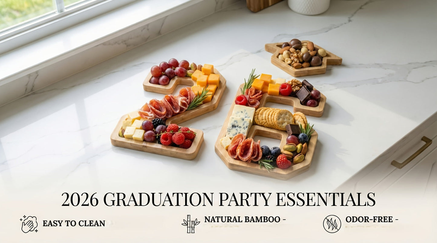 Party Decorations Class of 2026 Fillable Number 26 Serving Trays with Graduation Cap Accent
