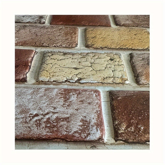 Peel and Stick Tile Stickers 20pcs Vintage Brick Pattern Self-Adhesive Waterproof Wall Tiles for Kitchen Bathroom Toilet – Removable Oil-Proof Backsplash Wall Art Decor
