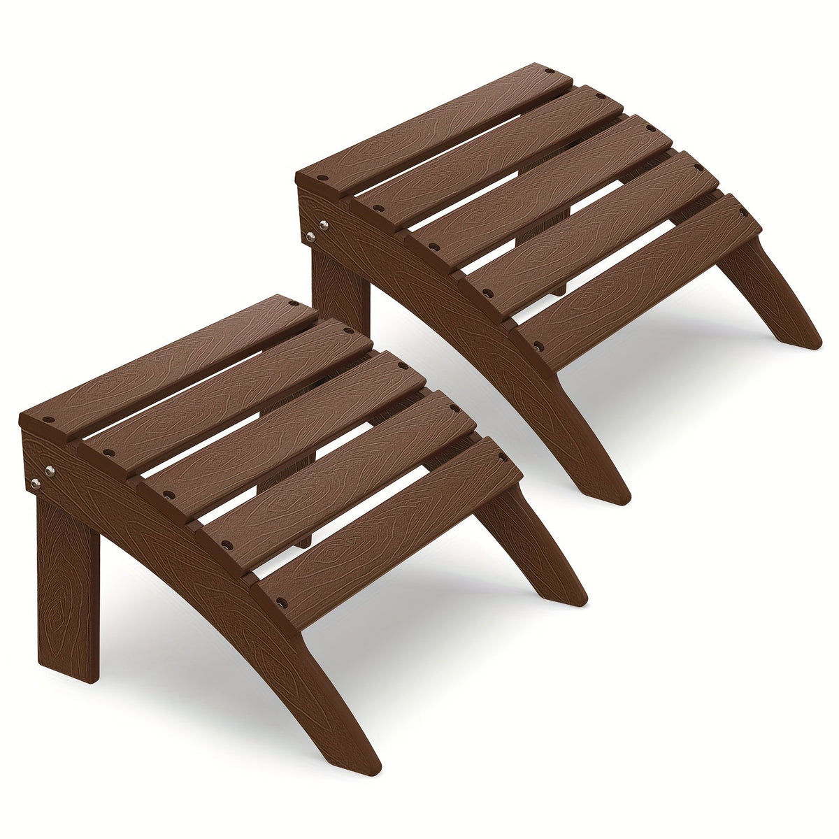 Outdoor Ottoman shown in the Brown Wood(grain), 2pcs(28 steels) option