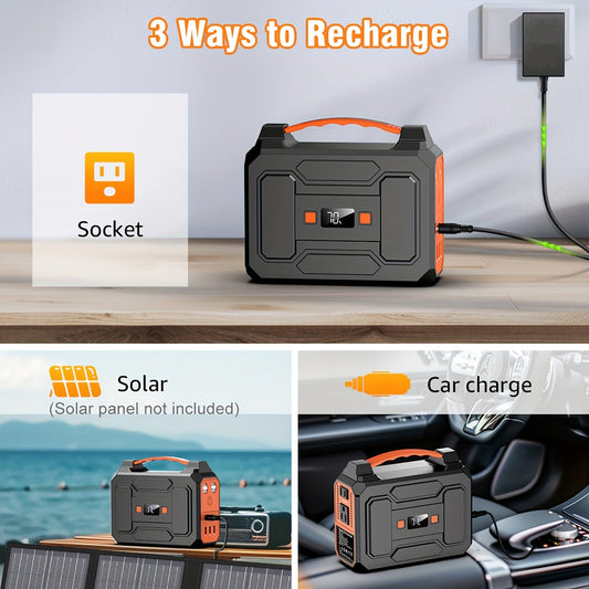 Portable Power Station with 146Wh or 300W Source Configurations, AC, DC, USB and LED Light