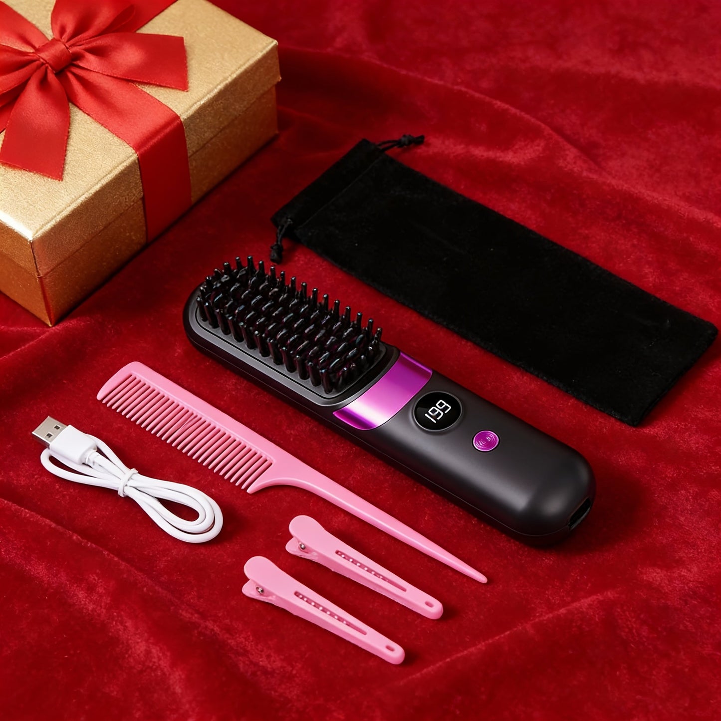 Cordless Hair Straightening Brush Family with 2000mAh or 3600mAh Labels and Four Accessory Set Options