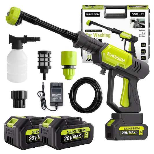 Cordless Pressure Washer Battery Powered Portable Car Wash Gun High Pressure Cleaner for Cars Yards Gardens Patios Driveways with Rechargeable Battery & Accessories