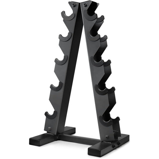 Dumbbell Rack A-Frame 5-Tier Heavy Duty Weight Storage Stand – Space-Saving Vertical Dumbbell Holder for Home Gym, Holds 5-25LB Hex & Rubber Dumbbells
