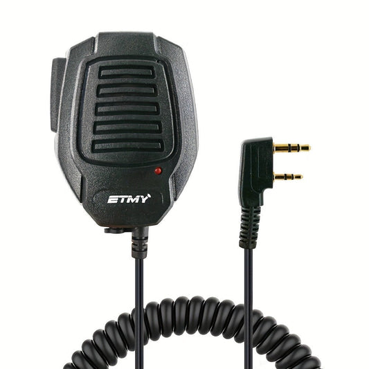 Walkie Talkie Speaker Mic 3.5mm Jack for Baofeng BF-888S UV-5R & Kenwood TK Series – Coiled Cable, 360° Rotating Clip