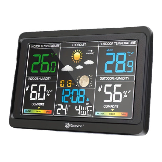 Wireless Weather Station - Indoor Outdoor Thermometer with 7.6" LCD, Barometer, Humidity, Moon Phase & USB Charging