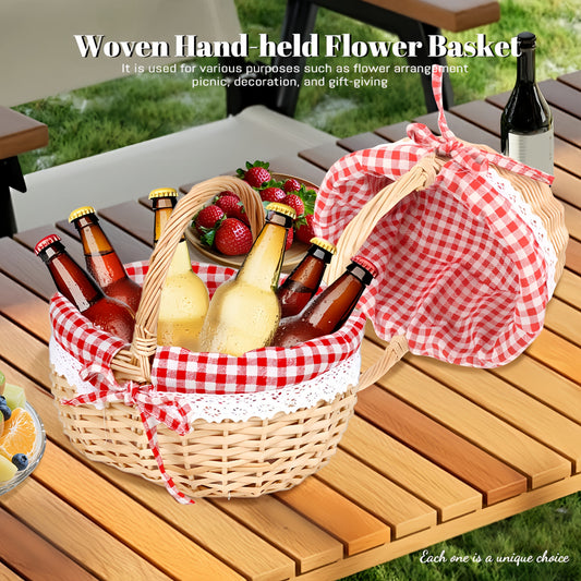 Picnic Basket Wicker | Retro Handheld Basket Camping Photo Gift Party