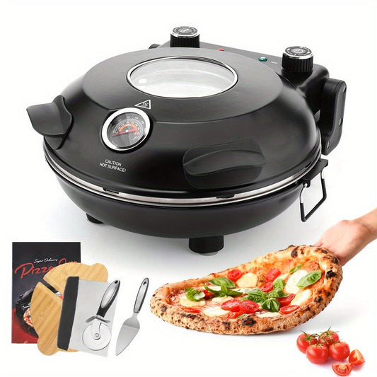 Pizza Oven Indoor 12-Inch Countertop – Heats Up to 800°F Electric Pizza Maker for Home | Fast Preheat, Crispy Crust, Indoor Pizza Grill Machine, Black