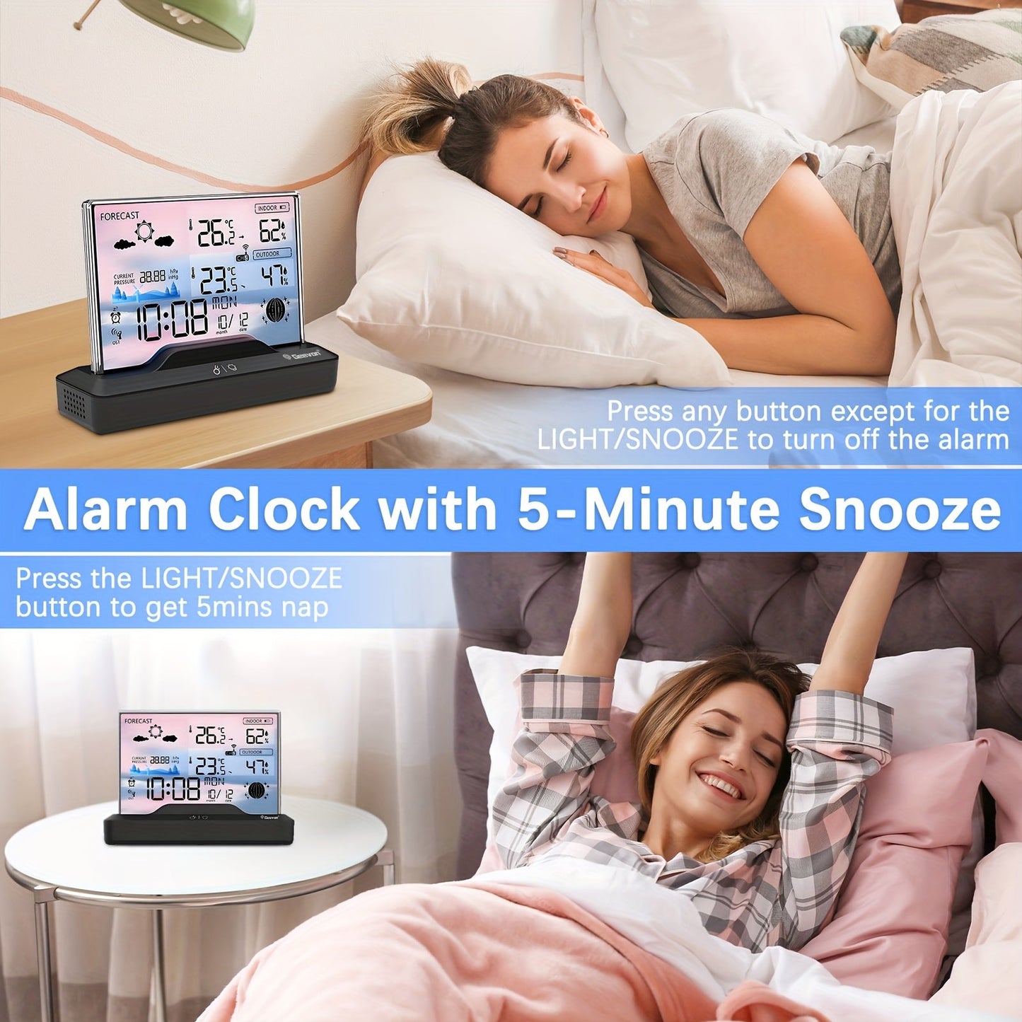 Three-Channel Wireless Weather Station with 5.9-Inch Color Display, Barometer, Forecast and Alarm