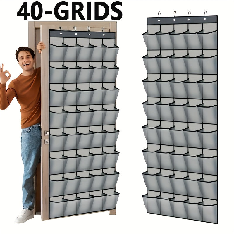Over Door Shoe Storage Organizer with 28, 35 or 40 Mesh Compartments and Included Hooks for Home Organization