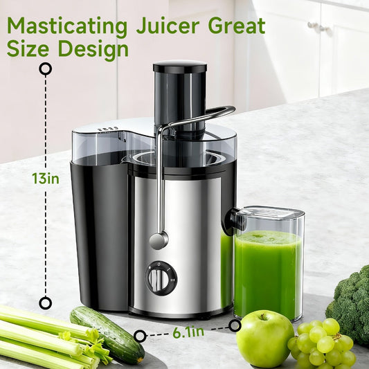 Centrifugal Juicer 600W Wide Mouth Juice Extractor - 3-Inch Feed Chute, High Juice Yield, Fast Juicing, Easy to Clean Detachable Design for Vegetables & Fruits, Multifunctional Juicer Machine