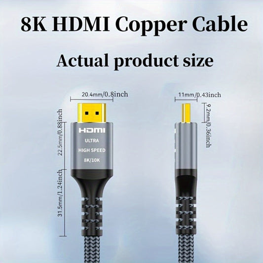 HDMI 2.1 Cable 8K 48Gbps Ultra High Speed Braided Nylon – 4K@120Hz, eARC, VRR, HDR10+, Dolby Vision, HDCP 2.3 – PS5, Roku TV, Blu-Ray, HDTV – 3.3/6.6/10/15ft