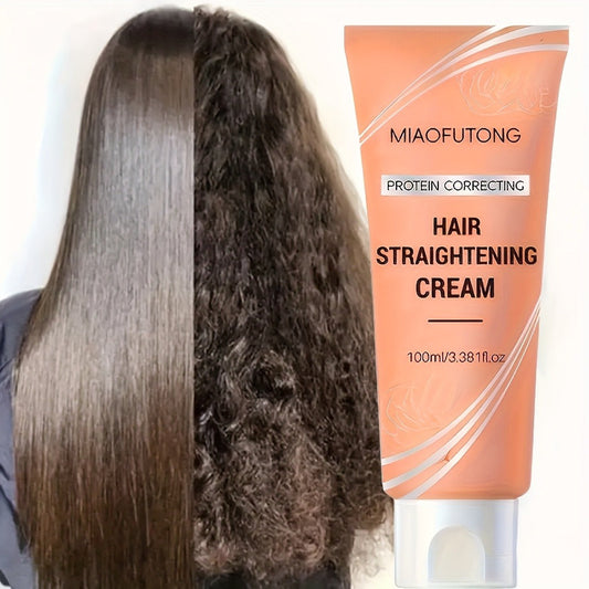 Frizz Control Hair Straightening Cream with Protein 100ml 3.38oz | Deep Hydrating Smoothing Treatment | Strengthens & Softens | Non-Greasy Lightweight Formula for All Hair Types Women & Men