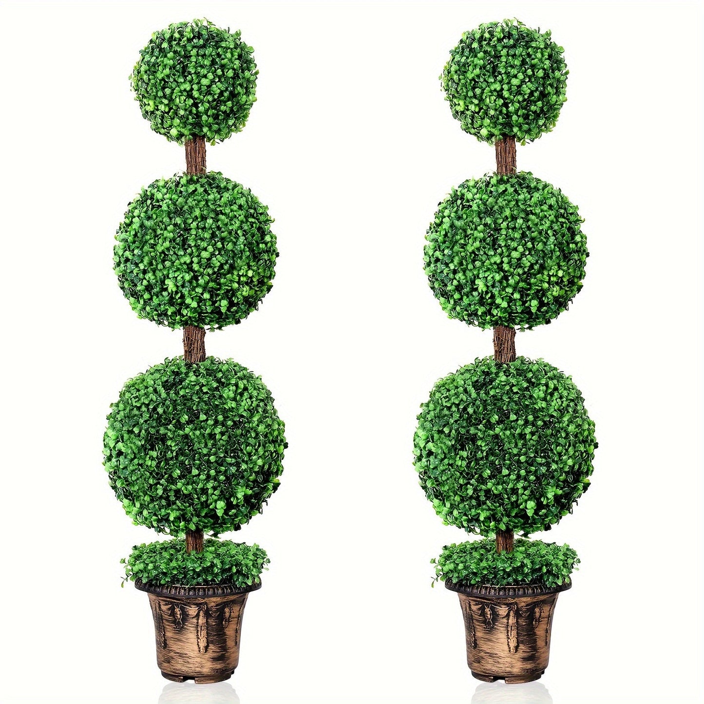 Two-Piece Artificial Boxwood Topiary Tree Set in 3-Foot Two-Ball or 4-Foot Three-Ball Designs