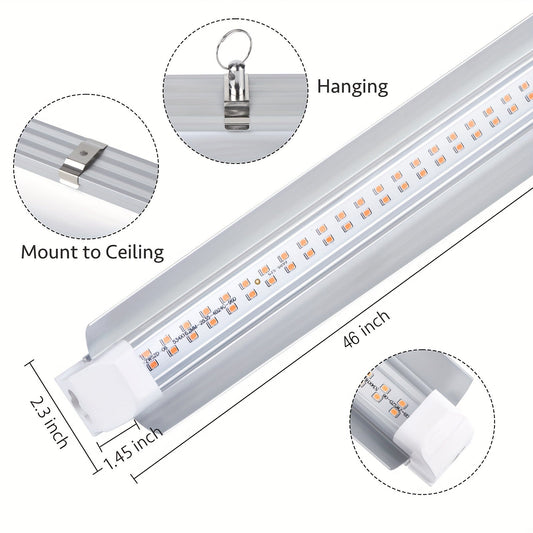 T8 Grow Light Strips 4ft 6-Pack Full Spectrum 270W | Pink White Spectrum LED 1620W Equivalent | Indoor Plants Greenhouse Seedling Veg Bloom Shelf