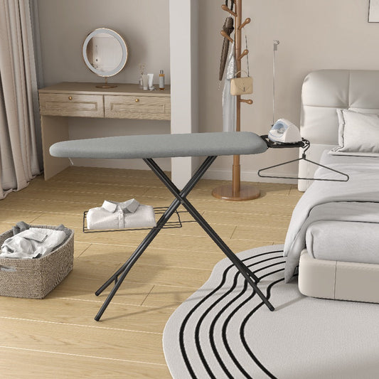 Ironing Board Full Size Foldable Height Adjustable with Clothes Rack Cord Holder 4-Layer Pad Heavy Duty Steel Legs for Laundry Room Living Room Dorm