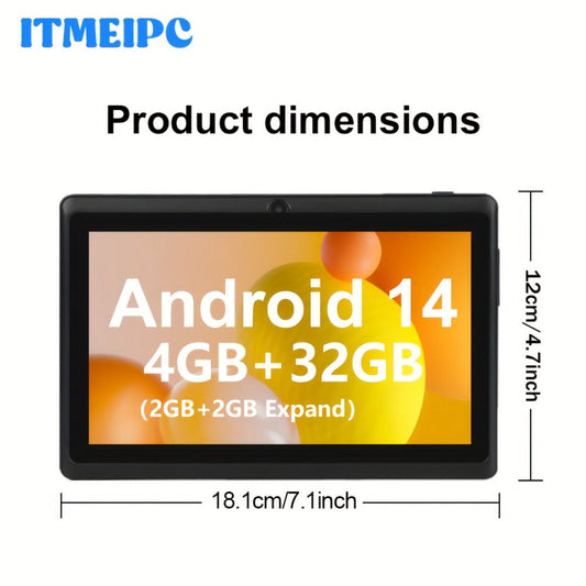 Android Tablet 7-Inch Kids Model with Android 14, Quad-Core CPU, 32GB Internal Storage and Built-In Case
