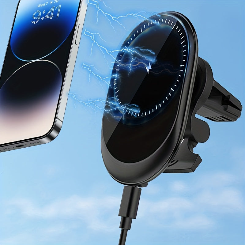 15W Magnetic Wireless Car Charger – Air Vent Mount with N52 Strong Magnet, Fast Charging for iPhone 17 Pro Max / 16 / 15 / 14 / 13 / 12 Series & MagSafe Cases, FCC & RoHS Certified