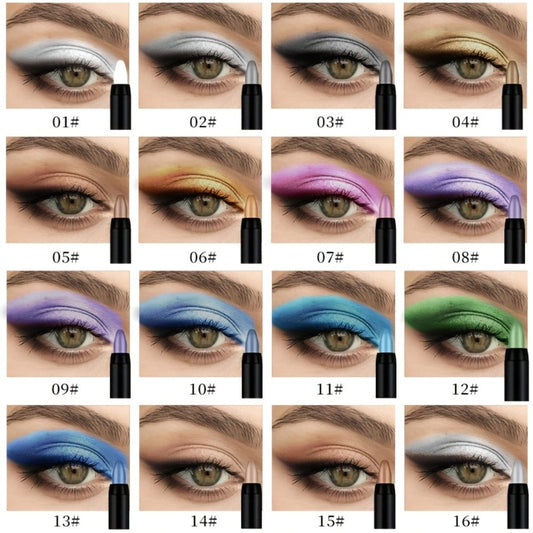 Gel Eyeshadow Stick Pencil Set 16 Colors Pearl Shimmer Matte Blendable Eye Makeup Crayons Smokey Eye Long Lasting Multi Color Eye Shadow Liner Women Party Holiday Gift