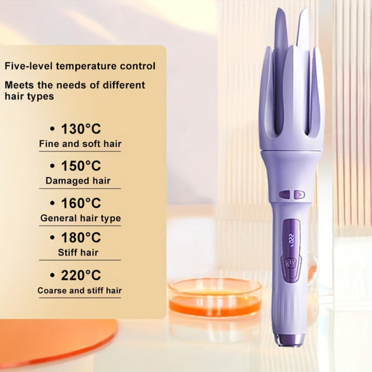 Automatic Hair Curler - One Button Electric Rotary Curling Iron with LED Display, 9-Speed Intelligent Temperature Control, Anti-Winding Anti-Scald Design, Portable for Travel & Home, Gift for Women