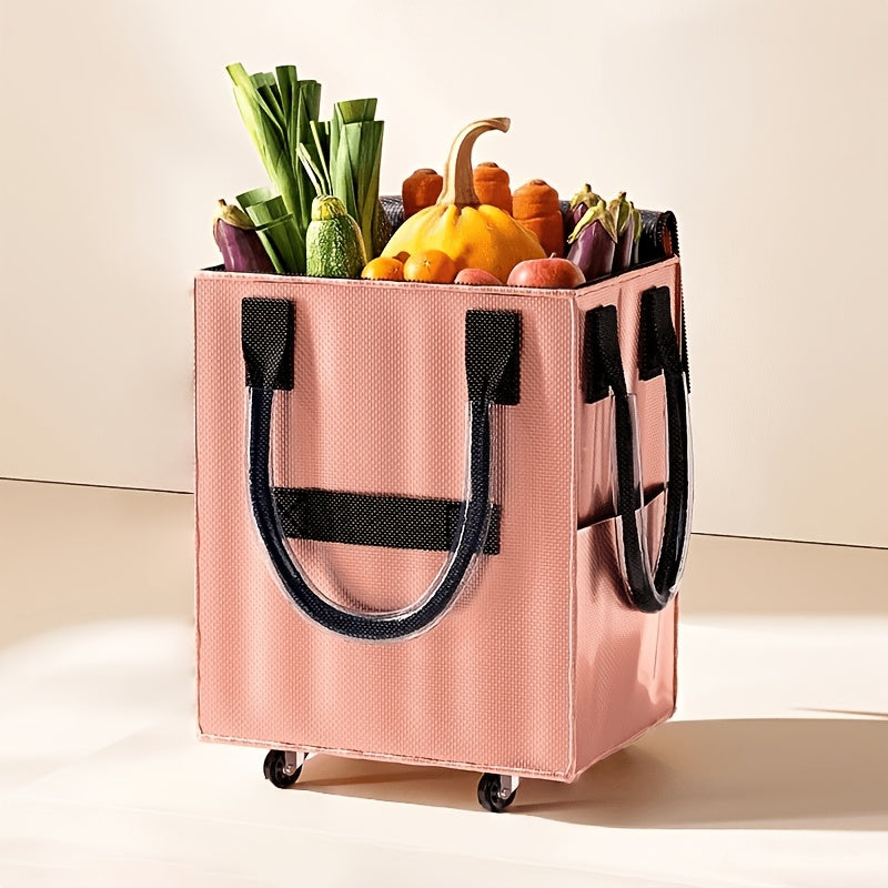 60 L Rolling Grocery Bag with Wheels in Black or Rose Gold for Shopping, Travel and Utility Use