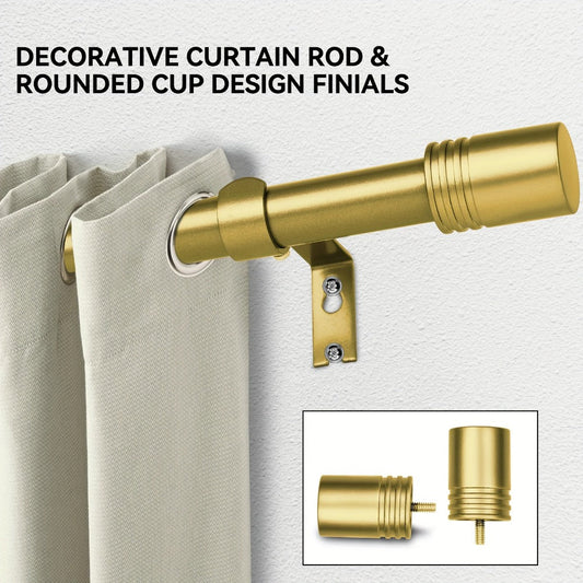 Adjustable Curtain Rods for Windows 1 Inch Diameter – Modern Decorative Drapery Rod with End Finials, 18"-45" to 36"-120" | Black, Brushed Nickel & Gold Finish
