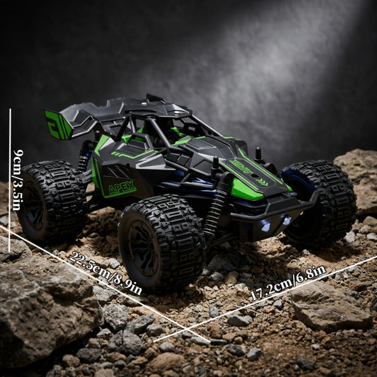 RC Monster Truck 1:20 Scale 4WD with LED Headlights – 2.4GHz All-Terrain Off-Road Remote Control Car, High-Speed Amateur RC Vehicle, Birthday Gift for Boys, Fast & Furious Green Yellow Red