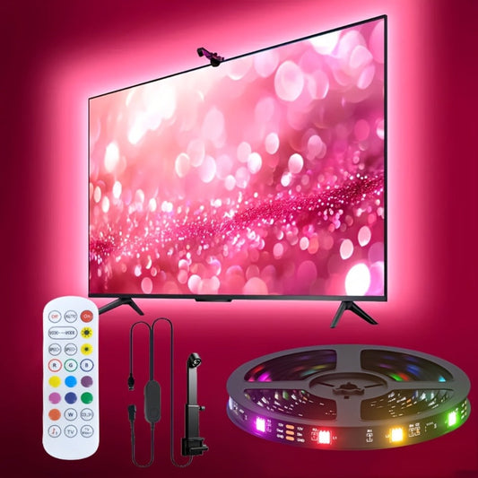 TV Backlight LED Strip Lights RGB 12.5ft - USB Powered Bias Lighting for 35-80 Inch TVs, Adjustable Color & Brightness with Remote Control, Gaming Home Theater Movie Room Ambient Light