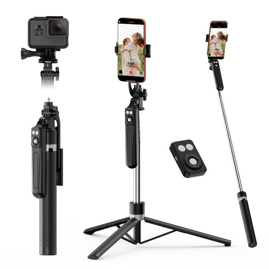 67 Inch Selfie Stick Tripod with Dual Fill Lights & Wireless Remote – GoPro 1/4 Mount 2-in-1 Extendable Phone Holder for iPhone Android Camera, TikTok YouTube Live Streaming Travel Vlogging Photography